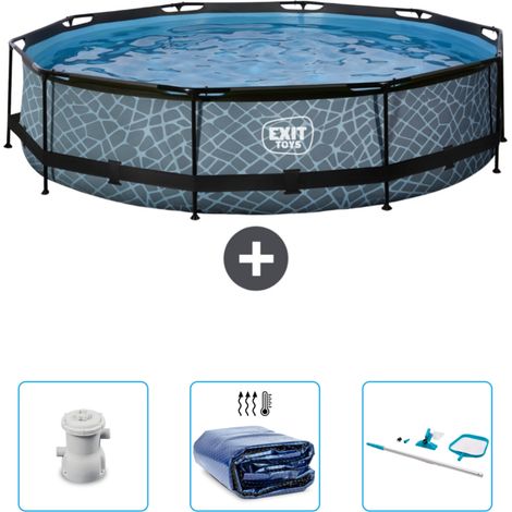 Exit Pool Rund - Steinoptik - 360x76 cm - 4-teilig SCB90 (1/3)
