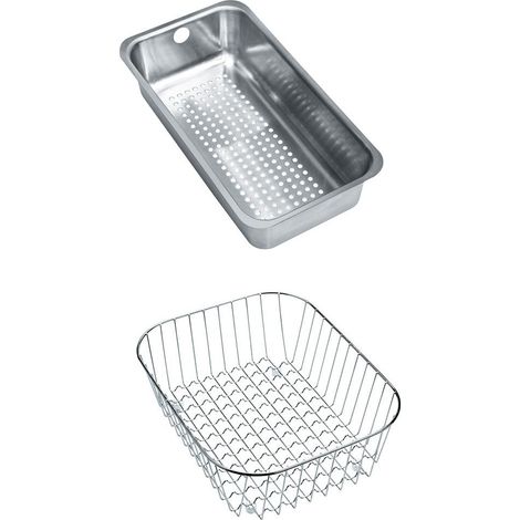 Set accessoires éviers Basis 651 - Fragranit : panier égouttoir + panier fil inox - Franke (1/3)