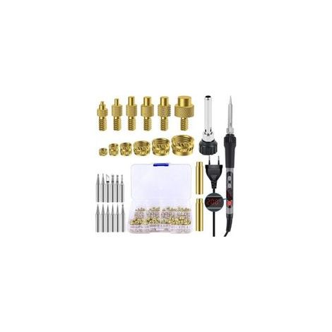151PCS Kit de Inserts Filetés Pointe Fer à Souder,Fer à Souder 100W Température Réglable avec Affichage LED,138 Inserts Filetés avec 12 Pointes de Fer à Souder,Compatible Accessoires d'imprimante 3D