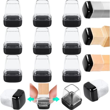Set of 16 Chair Leg Glides for Carpet, 0.75 inch Transparent 12-20mm Teflon Glides and Thermoplastic Foot Protectors, Easily Slides on Carpet (1/5)