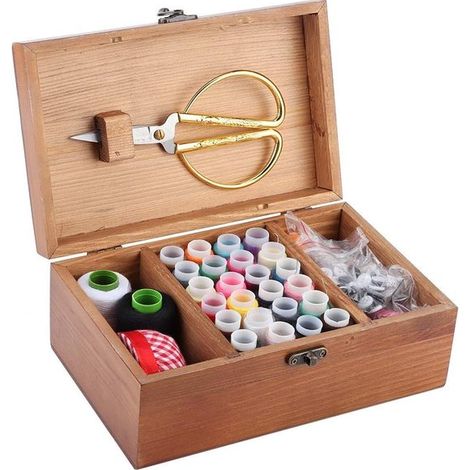 Costurero de madera - Estilo vintage - Organizador de agujas e hilos (1/5)