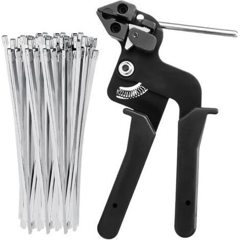 Pistolet à Attache en Acier Inoxydable, Outil D'attache de Cable avec 100 Pièces Serre-Cables Inox Electriques (200mm), Outil pour Serre-Cables en Acier Inox, Serre Cable Acier Pince Collier (1/4)