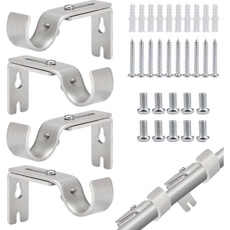 4 Stück Gardinenstangenhalterung, verstellbarer Durchmesser 20–26 mm, mit Schrauben, wasserdicht und rostfrei, für Türvorhangstangen, Duschvorhangstangen, Jalousien, Kleiderstangen, Kleiderschrank (Si