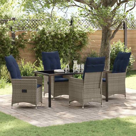 Conjunto de Comedor de Jardín 5 pcs Gris ratán sintético vidaXL (1/5)