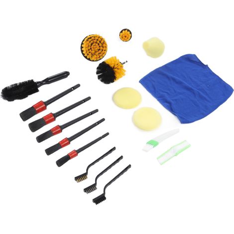 Set de 18 brosses de detailing auto - Nettoyage clim, pneus, jantes, pare-chocs et aérations (1/5)