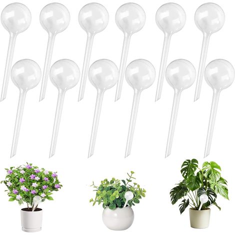 Globes d'arrosage Automatique, 12 Pièces Globes d’arrosage en Plastique, Boules d'Irrigation pour Plantes 13 x 5 cm, Ampoules d'Arrosage, pour Arrosage Plante Interieur Fleurs Jardin en Pot