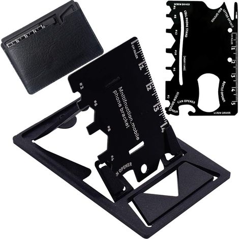MINKUROW Multi-Tool 18 In 1 Mini Multiutensile Portatile In Acciaio Inossidabile Con Supporto Per Cellulare Per Viaggi All'aperto Attrezzo Quotidiano Avventura Attrezzi Quotidiani (Nero) (1/5)