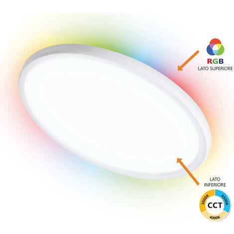 Alcapower Plafoniera LED Wi-Fi CCT RGB 24W 2200lm IP54, Temperatura Colore Regolabile 3000K-6500K, Dimmerabile tramite App Tuya, Diametro 40cm