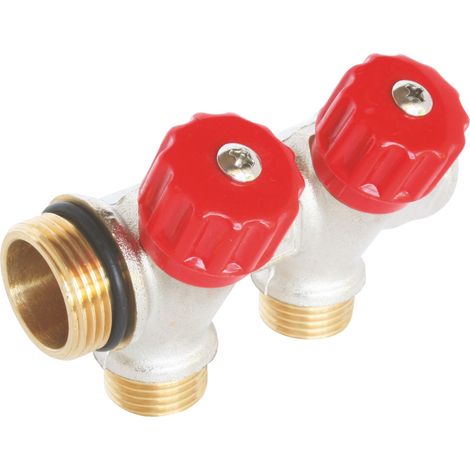 Collecteur de distribution 2 sorties à portée plate easy lock m15/21 avec vannes
