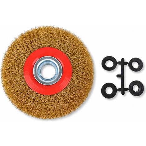 Brosse Circulaire Métallique 125mm à Fils d'Acier - 4 Adaptateurs 13/16 mm Pour Meuleuse, Touret à Meuler, Décapage Métal (1/5)
