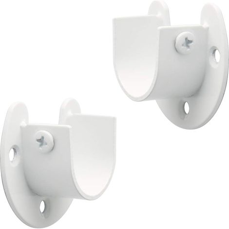 Support Tringle Rideaux Support Barre Penderie en Acier Inoxydable, Réglable Fixation Attache Tringle Rideau pour Tige de 28mm de Diamètre, Blanc (1/5)