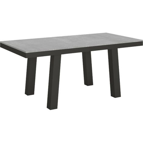 Table extensible 8 à 20 places L 180 à 440cm gris béton et cadre métal anthracite Bidy (1/5)