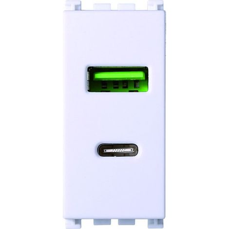 ETTROIT USB-Buchse 2 Ports 3,1 A USB-A + USB Typ C Kompatibel mit Vimar Arkè Farbe Weiß – VA3002B
