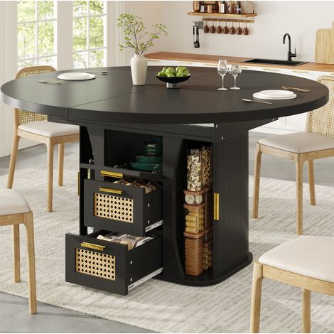 Mesa comedor extensible con cajones MDF 118-158 cm OKMYHOME (1/5)