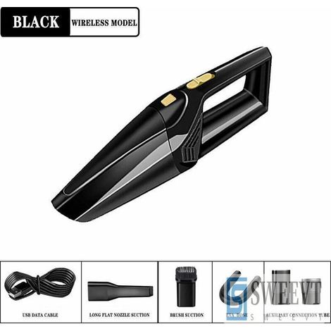 Handstaubsauger, 120 W, 2200 mAh, kabelloser wiederaufladbarer Tischstaubsauger, tragbarer USB-Ladestaubsauger mit waschbarem Filtertrockner, für Tierhaare, Küche, Büro, Auto (kabellos, schwarz)