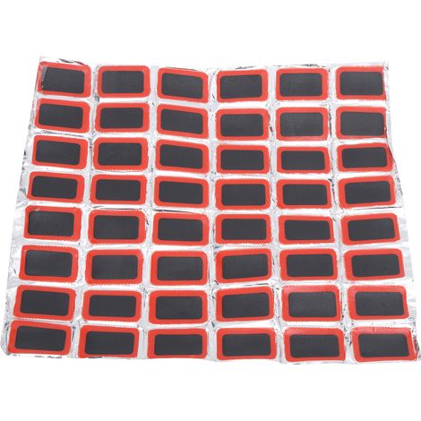 Kit de 48 rustines en caoutchouc avec colle pour réparer les crevaisons de chambres à air de vélo. (1/5)