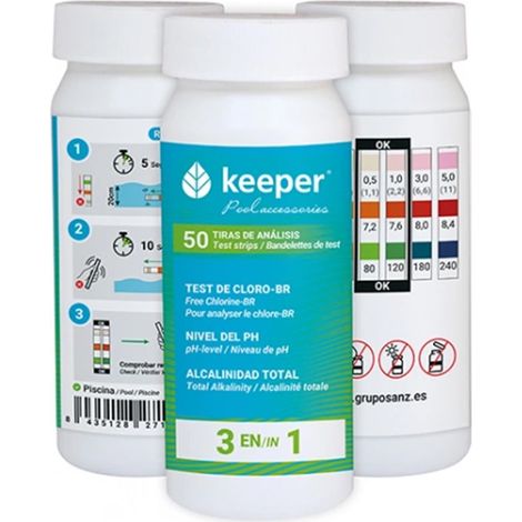 Keeper 50-Streifen-Teststreifen für Pool-Chlor/pH/Alkalinitätsmessgerät