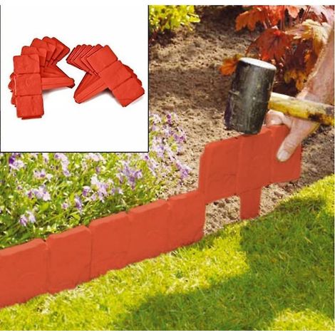 Lot de 10 bordures de jardin pliables effet pierre orange patchwork (1/5)
