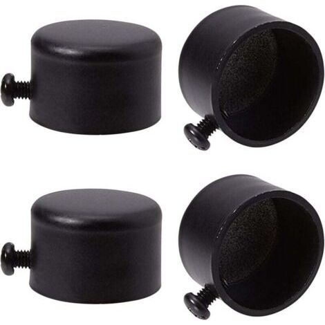 4pcs Embouts de Tringle à Rideau Embouts de Rideau en Métal Noir Embouts avec Vis Embouts de Tringle à Rideau Cylindriques de 28 mm Têtes pour Rideau de Bureau à Domicile Accessoires