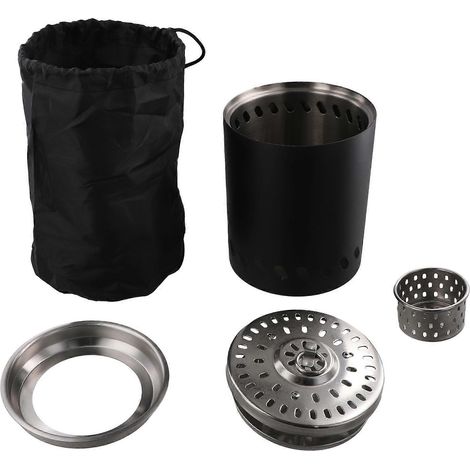 Brûleur portable en acier inoxydable, mini poêle à bois, brasero sans fumée pour feu de camp, idéal pour le camping en extérieur. (1/5)