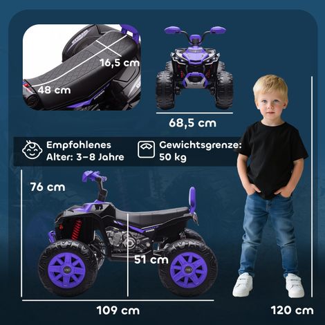 Quad enfant 24V, voiture électrique 4x4 tout-terrain, phares LED, port USB, lecteur MP3, vitesse 6,5 km/h, pour enfants 3-8 ans, robuste et amusant. (1/5)