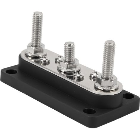 Bloc de distribution électrique avec couvercle, bornes M8 et vis M4, 12-48V 150A pour voitures, camions, camping-cars, bateaux - Noir (1/5)