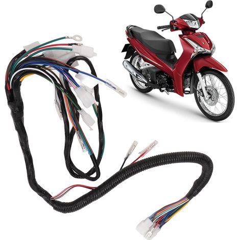 Le faisceau de câblage électrique complet du véhicule est compatible avec la Honda WAVE 125. (1/5)