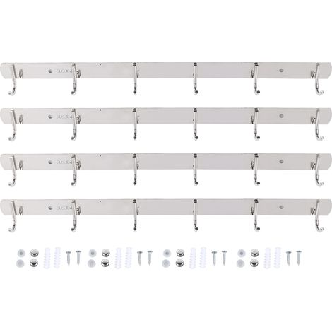 4 Crochets en Acier Inoxydable pour Porte-manteau Mural, Support Vêtements pour Entrée ou Buanderie (1/5)