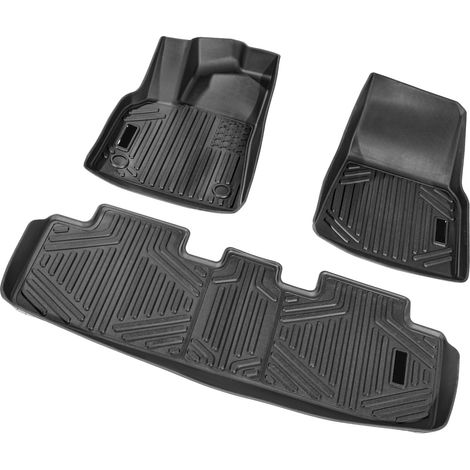 Mophorn Alfombrillas para automóvil, compatibles con Tesla Model Y 2021-2024, 3 piezas de revestimientos para la primera y segunda fila, alfombrillas para vehículos de TPE personalizadas (1/5)