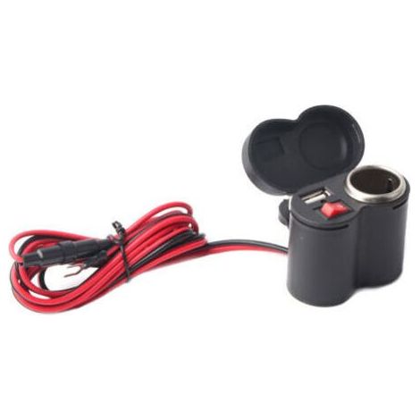 Caricabatterie USB, adattatore antipolvere per accendisigari con supporto per moto, per tablet e telefoni (1/5)