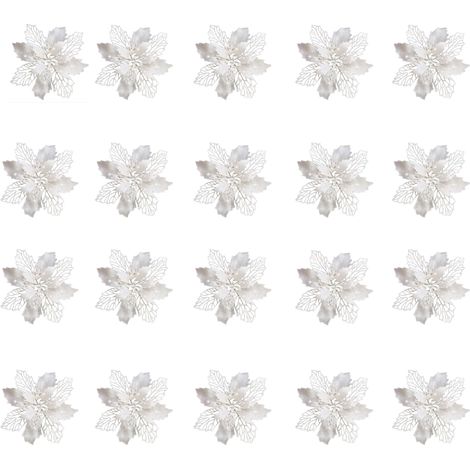 Fleur De Noel - 20 Pièces - 15,5 Cm - Plastique Pe - Décoration Pour Arbre De Noël Guirlande Couronne Table (1/5)