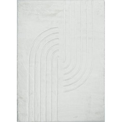 Tapis blanc doux antidérapant motif géométrique intérieur - 160 x 230 cm (1/5)