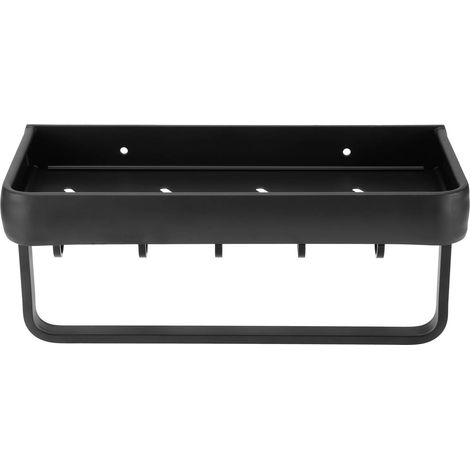 Duschablage, Aufbewahrungsregal, mit glatter Oberfläche, robustes, breites Design für Arbeitsplatten, Küche zur Aufbewahrung von Badetüchern, Badezimmer (einlagig mit Stange und 5 Haken) (1/5)