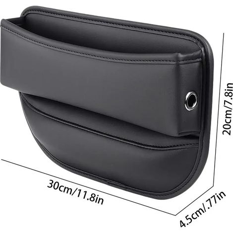 Boîte de rangement en similicuir noir pour siège auto, compartiment latéral, rangement pour console centrale, support de rangement intérieur (1/5)