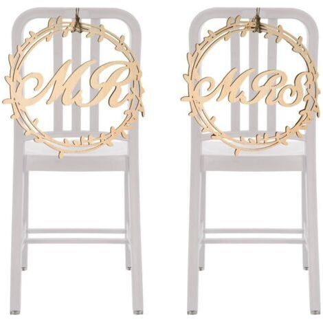 Mr Mrs Chair Decor Sign Panneau en Bois 2 Pièces Scripté en Bois Lettre Signe Décoration Bride and Groom Wedding Chair Signs Mr and Mrs Chair pour Mariage Fiançailles Chaise de Mariage Decor (1/5)
