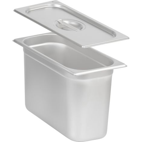 Mahlzeit GN Behälter 1/3 mit Deckel, Höhe 200 mm, Edelstahl Wärmebehälter, Geeignet für Chafing Dish