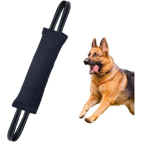 QORVA-Bâton à mâcher interactif en tissu noir résistant aux déchirures, 58 cm de long, pour l'entraînement des chiens difficiles. (1/5)