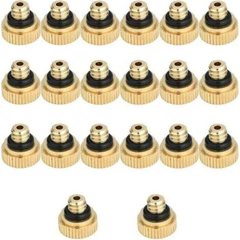 Pack of 20 0.4 mm Brass Misting Nozzle, Water Saving Misting Spray Nozzle, for Outdoor Cooling System, Greenhouse (1/4)