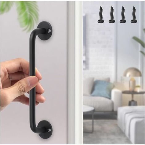 Lot de 2 Poignées Tubulaires Noires pour Porte de Grange Coulissante et Garage (1/5)