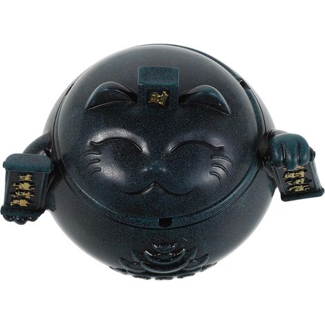 Cendrier en Céramique Maneki Neko avec Couvercle Coupe-Vent, Cendrier Rond Portable Bleu Petit Format pour Maison, Bureau et Terrasse, Accessoire Fumeur Décoratif et Anti-Cendres (1/5)