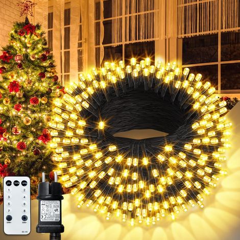 Guirlande Lumineuse Exterieure de Noël, 35M 300 LED Guirlande Lumineuse Sapin Intérieur et Extérieure Étanche IP65, 8 Modes avec Télécommande Lumières Décoration Noël pour Jardin Fête Mariage