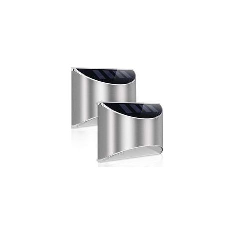Lampe Solaire Extérieur 2 Pack LED Lumière Solaire Eclairage Sans Fil Lampe Mural Etanche pour Jardin Patio Cour 3000K