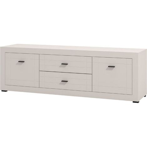 Mobile Porta tv Nalles, 2 Cassetti, un Ripiano, Apertura Battente, Scorrevole, 166.5x41.5x53.5h cm Bianco Crema