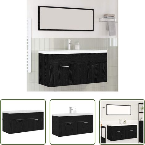 vidaXL Schrank für Badezimmer - Badezimmerschrank Schwarz Eichen-Optik 100 x 38,5 x 46 cm (1/5)