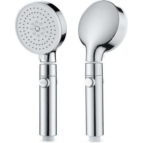 High-pressure shower head, 3-jet shower head, anti-limescale shower head, hand shower with switch, water-saving (1/4)