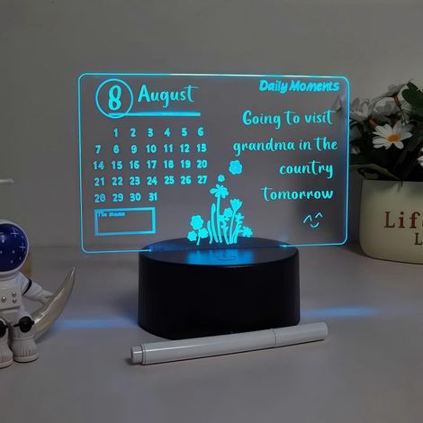 Tableau d'affichage calendrier à faire soi-même avec veilleuse LED, lampe d'ambiance à brancher sur USB avec 7 couleurs chaudes et 2 modes d'éclairage, tableau d'écriture pour chambre, bureau ou bar. (1/5)