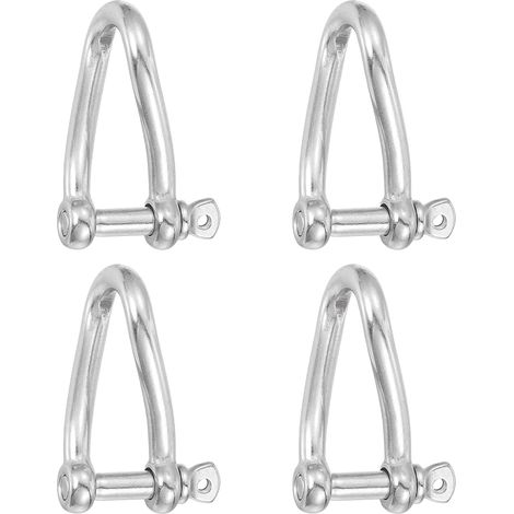 316 Acier Inoxydable Twist Shackle 90 Degrés 1/4" 6mm, 4 Pcs Clevis Torsadé avec Vis Pin Marine Grade pour Voile Remorquage Voiture Tentes Extérieures (1/5)