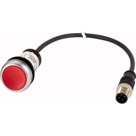 Bouton-poussoir lumineux RMQ Compact rouge plat à accrochage 0o/1f M12A-male câble noir 0 2 EATON C22-DRL-R-K01-24-P1