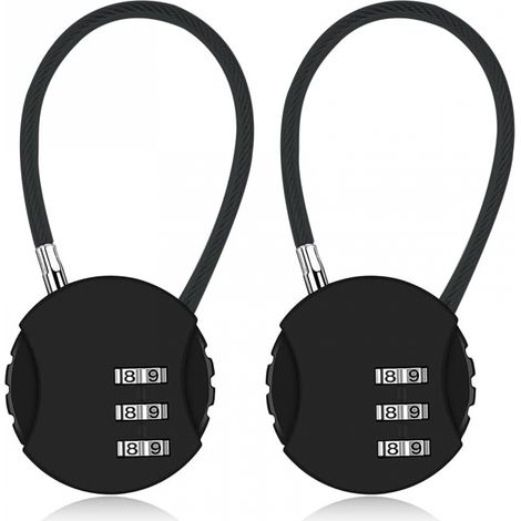 2 Cadenas Code 3 Chiffres Etanches Valise Cables Casier (1/5)