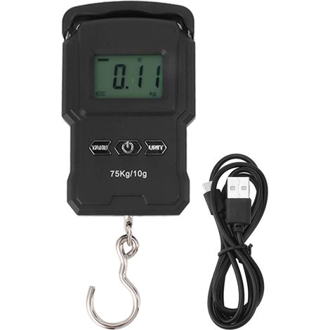 Balance électronique portable à chargement USB, rechargeable et suspendue, supportant jusqu'à 75 kg, pour la pêche et le transport de bagages.-AquaForge